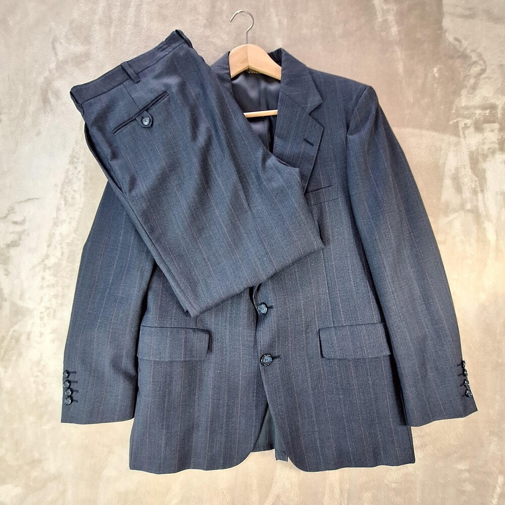 Vintage Anderson Little Suit Mens 42 Gray Wool Plaid Single Vent 2 Button 2 Pc